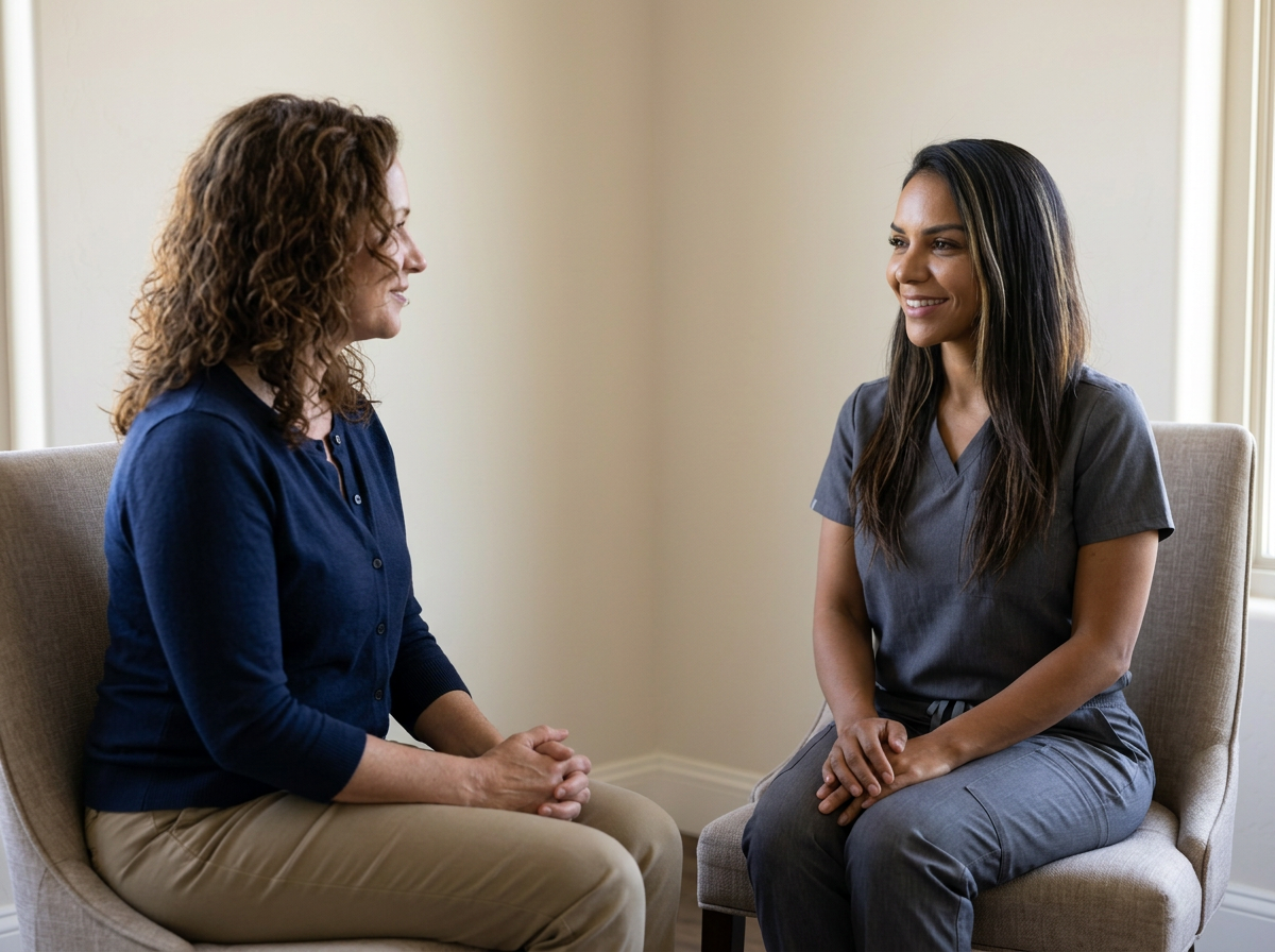 A private wellness consultation between a provider and patient