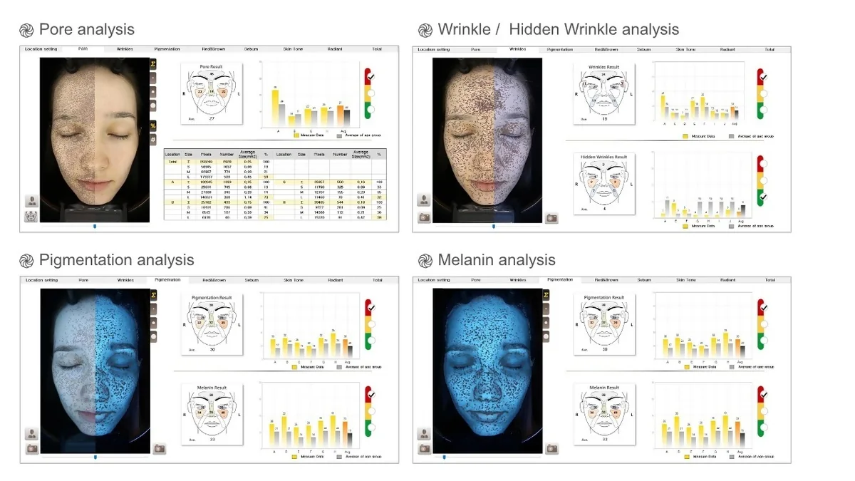 Cartessa GLIMPSE skin analysis modes interface