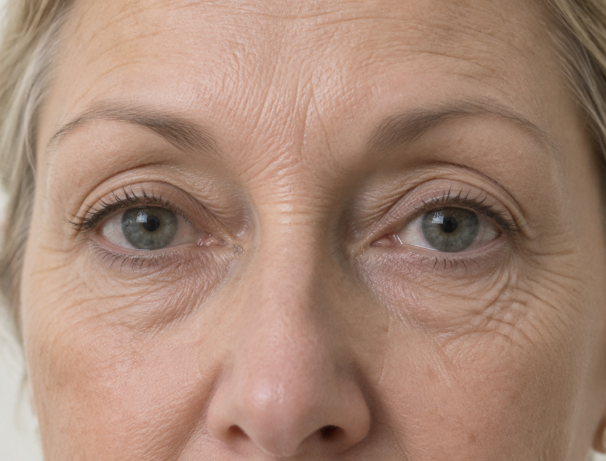 Illustrative close view of crepey lower-eye texture