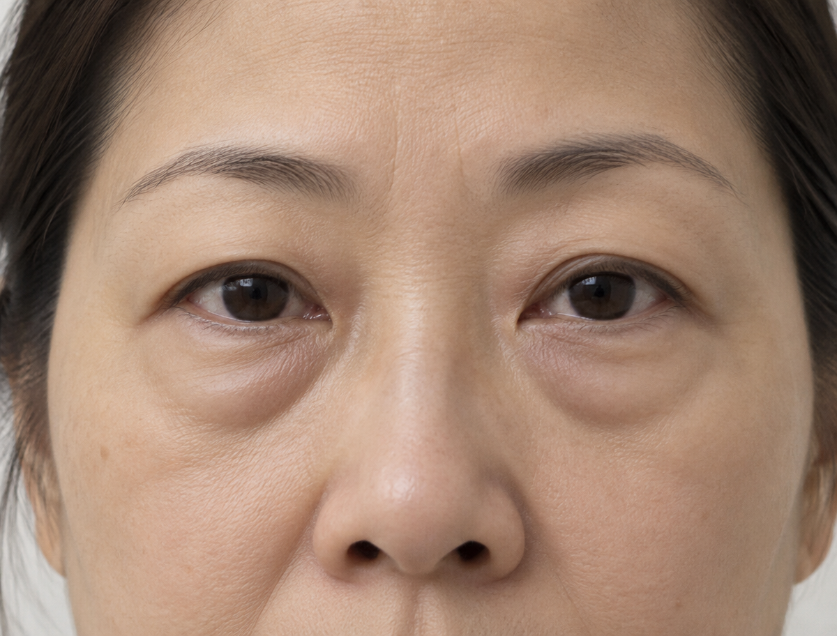 Illustrative close view of diffuse under-eye puffiness