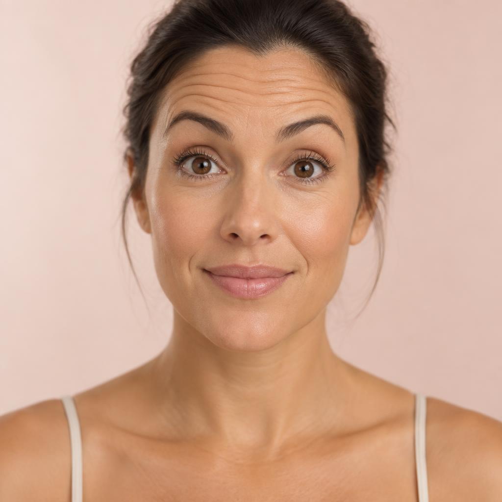 Conceptual portrait showing a balanced amount of forehead movement